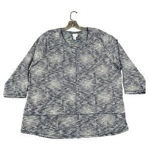 Weekends by Chico’s Casual Fun Travel 3/4 Sleeve Geometric Print Top Sz XL